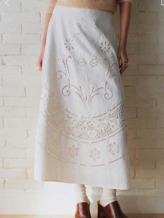 Sezane Dresses & Skirts - Sezane White Eyelet Embroidered Midi Skirt